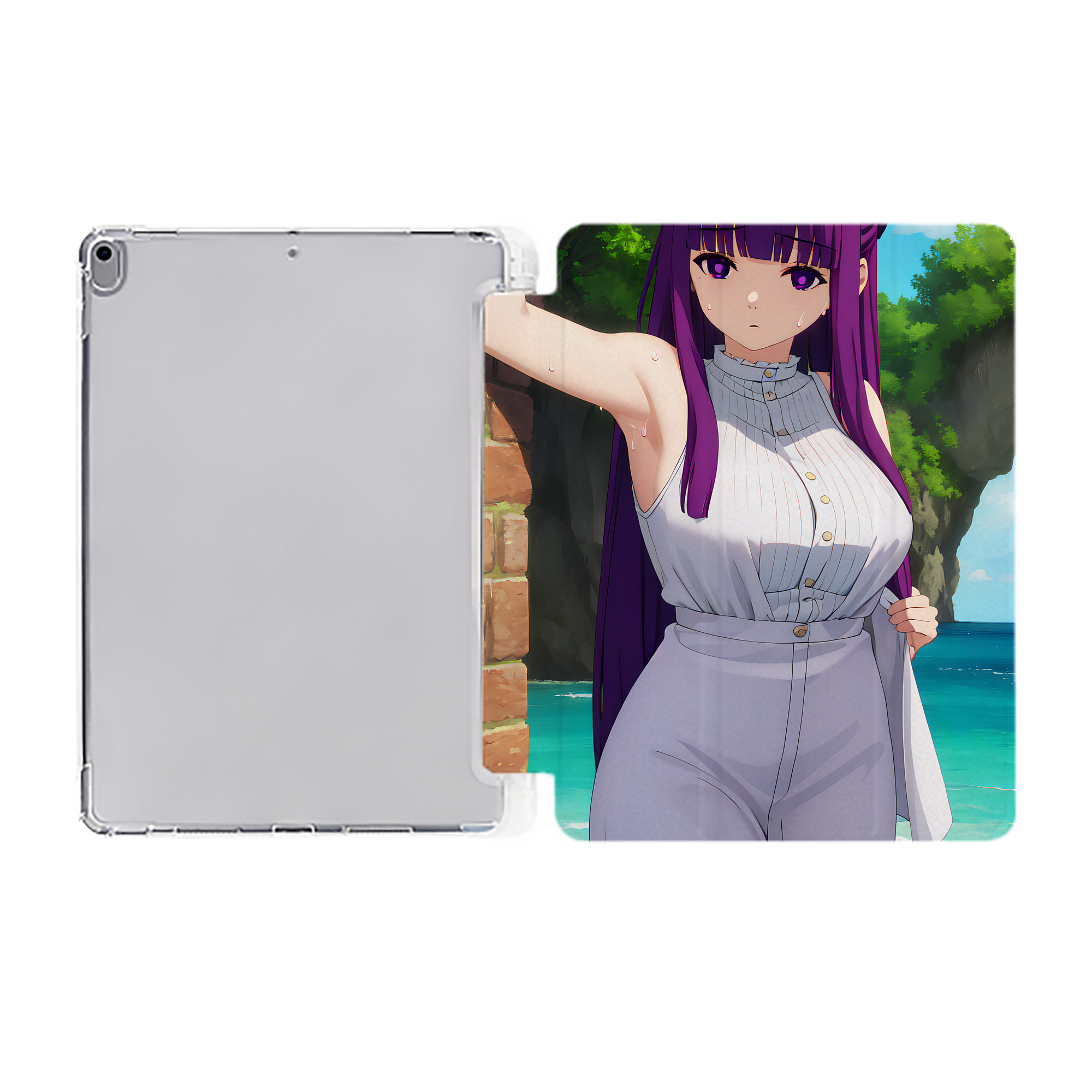 （画像用） 葬送のフリーレン Frieren IPad ケース ペン収納付き 三つ折りスタンド PUレザー×シリコン 対応機種9.5/10.5/10.9インチ